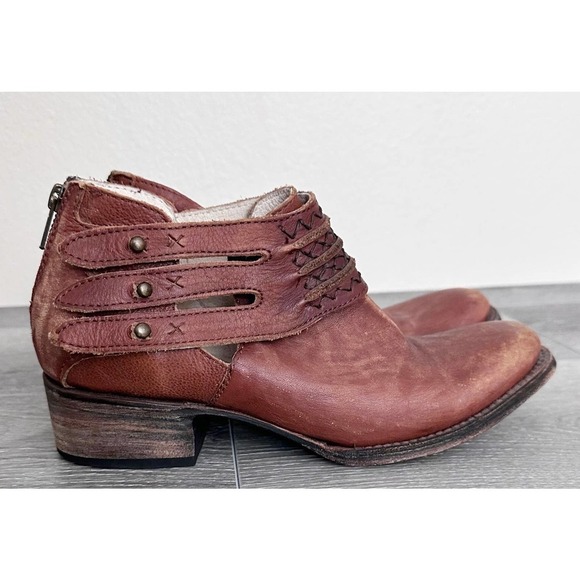 Freebird by Steven Slay Brown Bootie Zip Boot Leather Triple Strap Size 8 - Picture 2 of 6